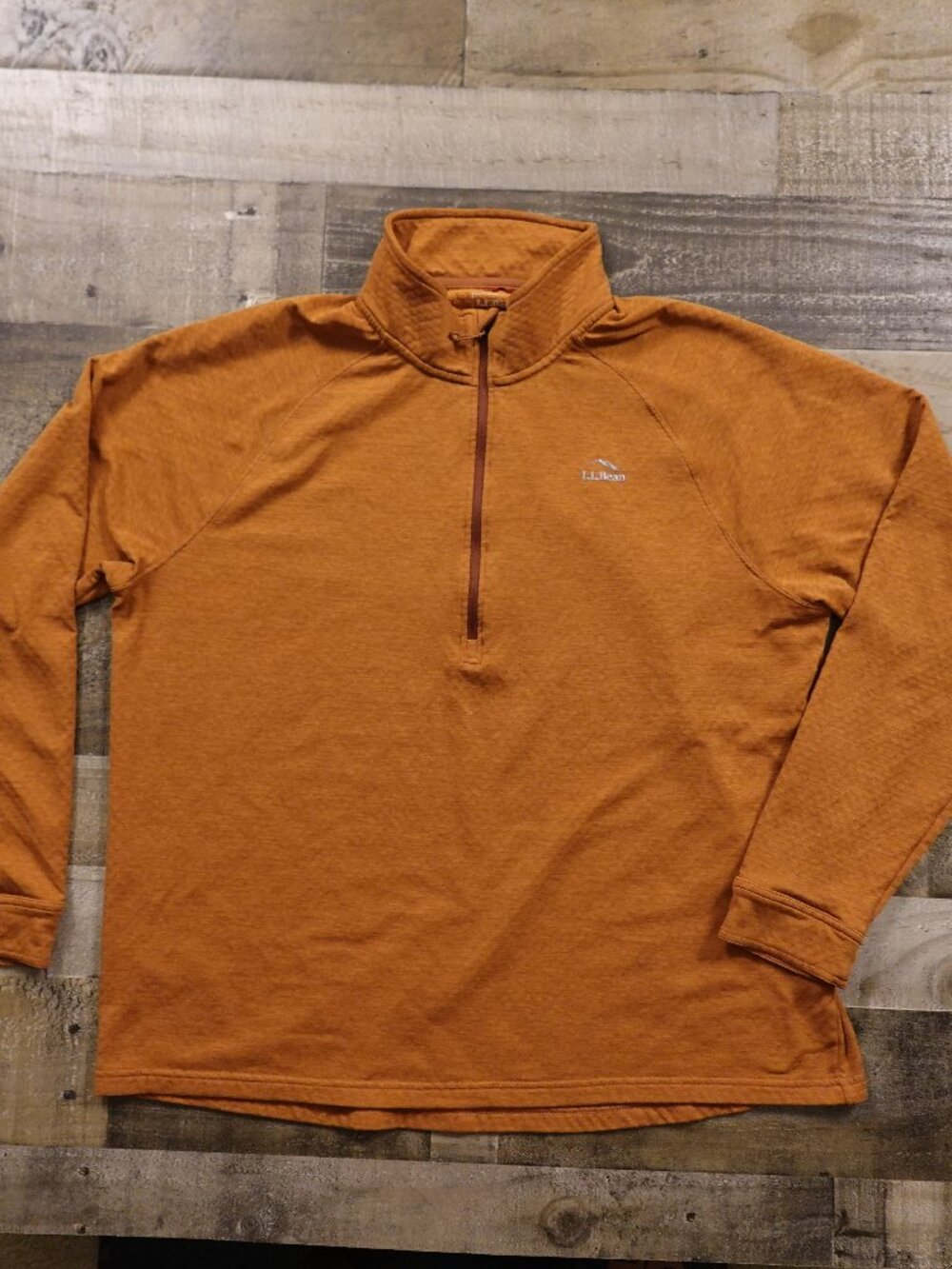 L.L.Bean Adventure Grid Fleece 1/4 Zip Pullover Men's XL Orange Performance
